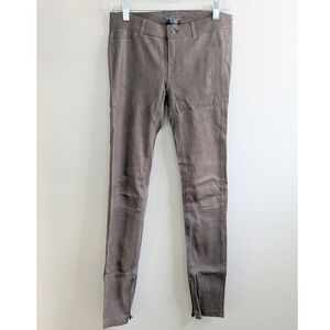 Vince Women's Brown Leather Pants Zipper Hem Size 26 Skinny Pants